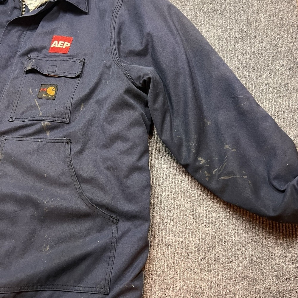 Carhartt FR Flame Resistant Men's 2XL Canvas Blue Work Coat Jacket Quilted Lined - Picture 14 of 16